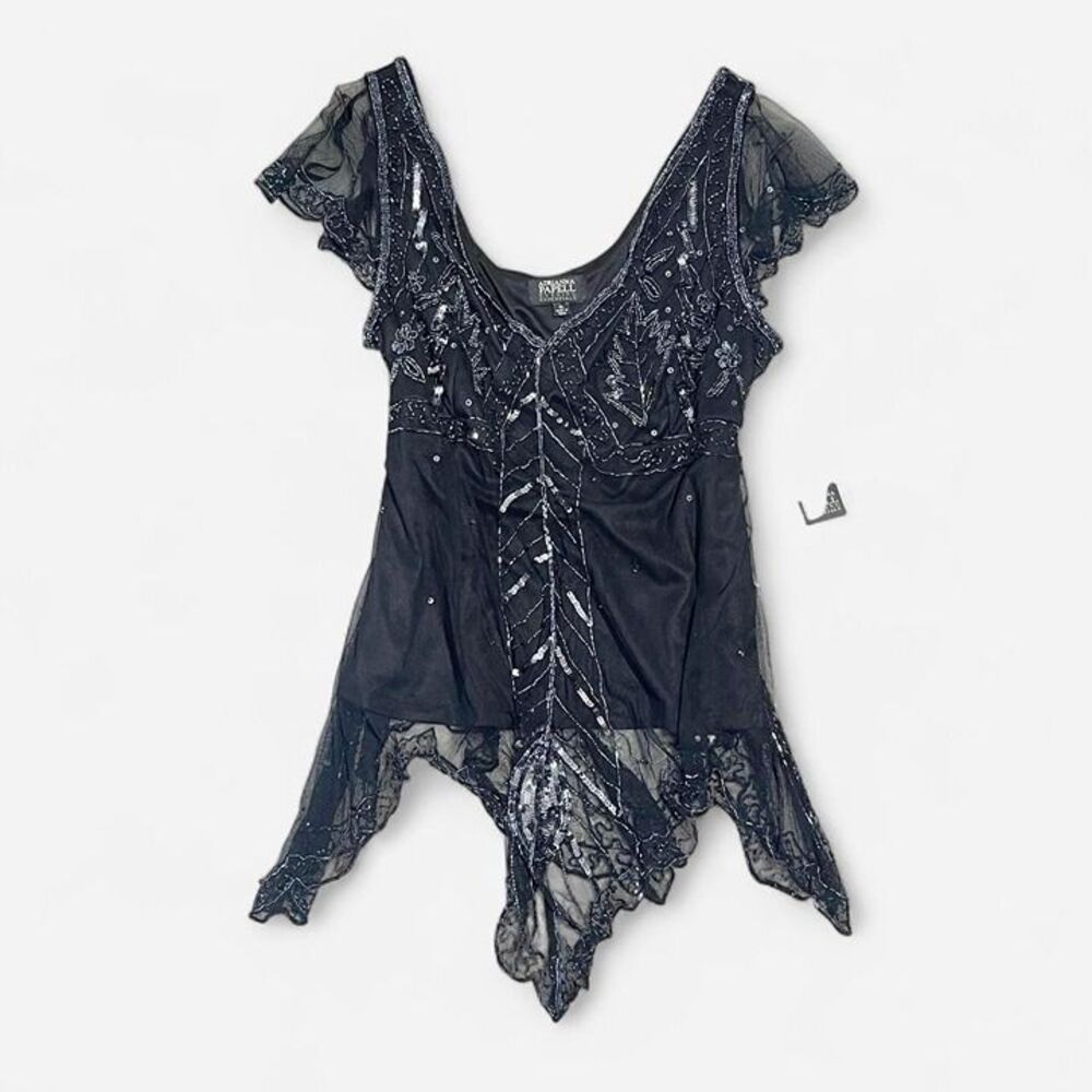 NWT deadstock Adrianna Papell beaded mesh top size xl
